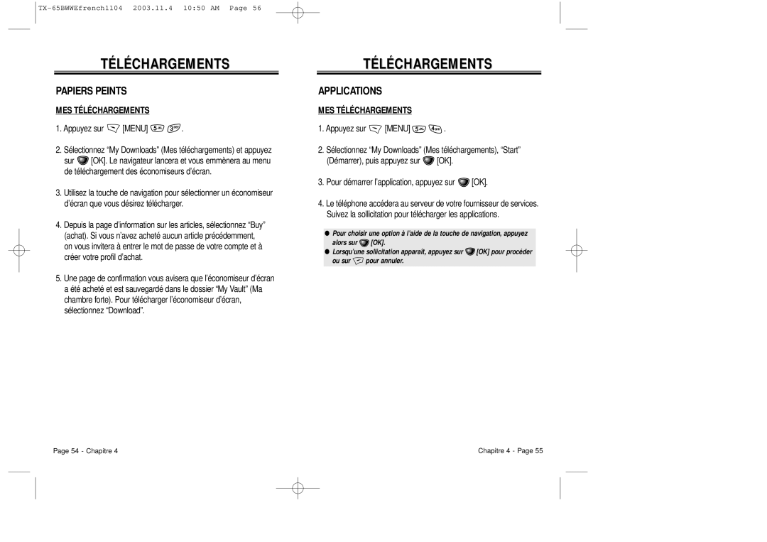 Audiovox CDM-8455 manual Papiers Peints, Applications 