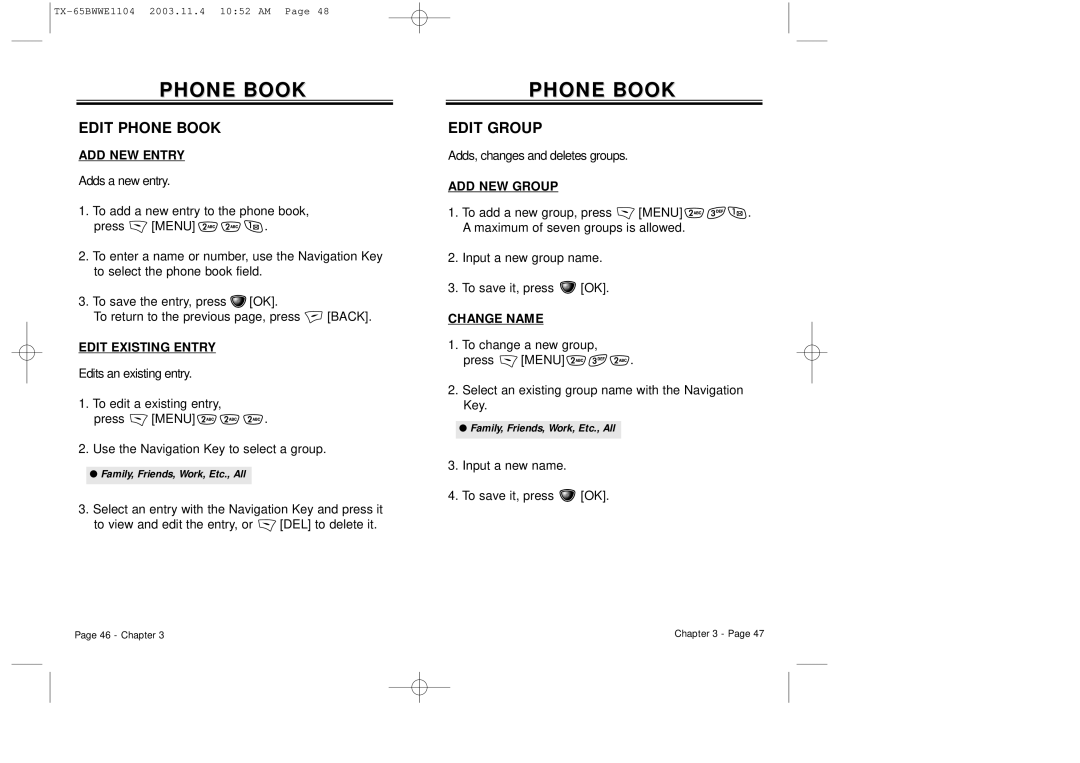 Audiovox CDM-8455 manual Edit Phone Book, Edit Group 