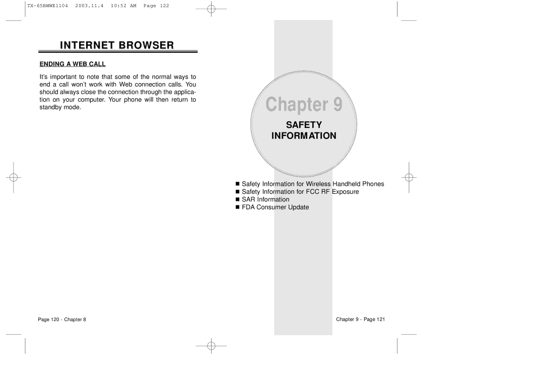 Audiovox CDM-8455 manual Safety Information, Ending a WEB Call 