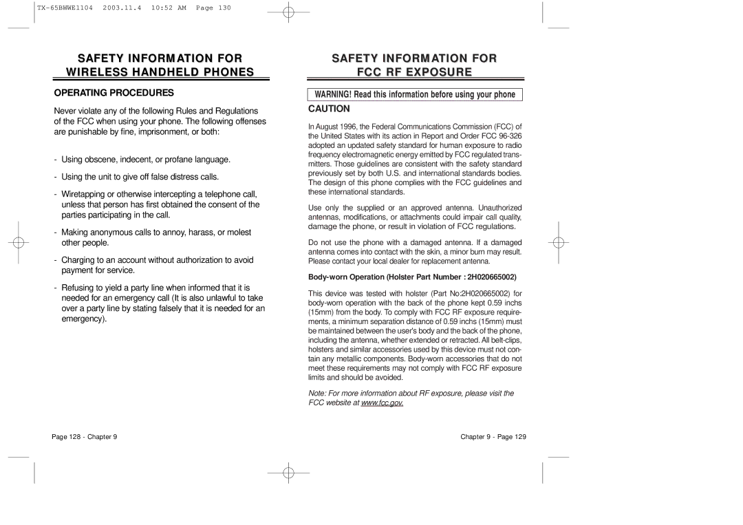 Audiovox CDM-8455 manual Safety Information for FCC RF Exposure 