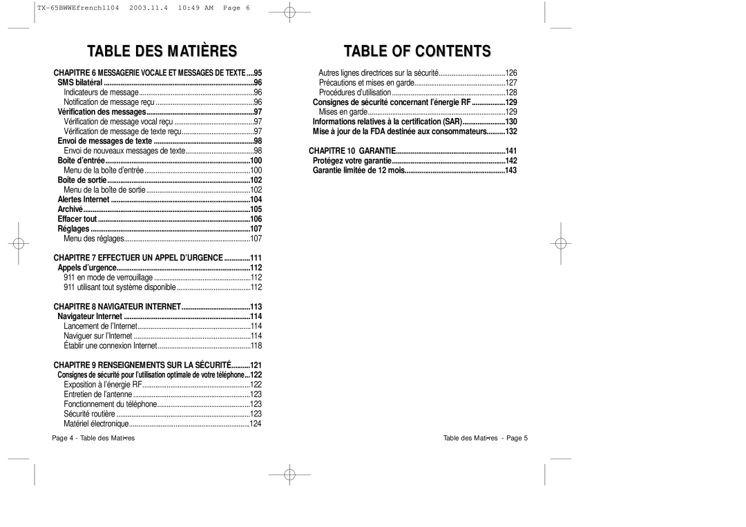 Audiovox CDM-8455 manual Table of Contents 