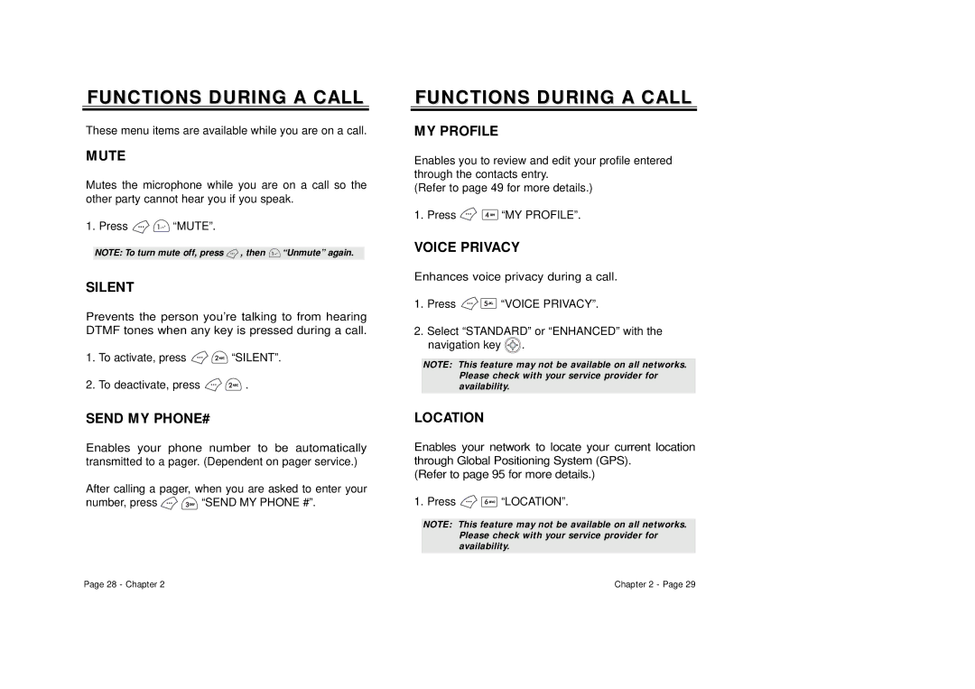 Audiovox CDM 8500 owner manual Functions During a Call 