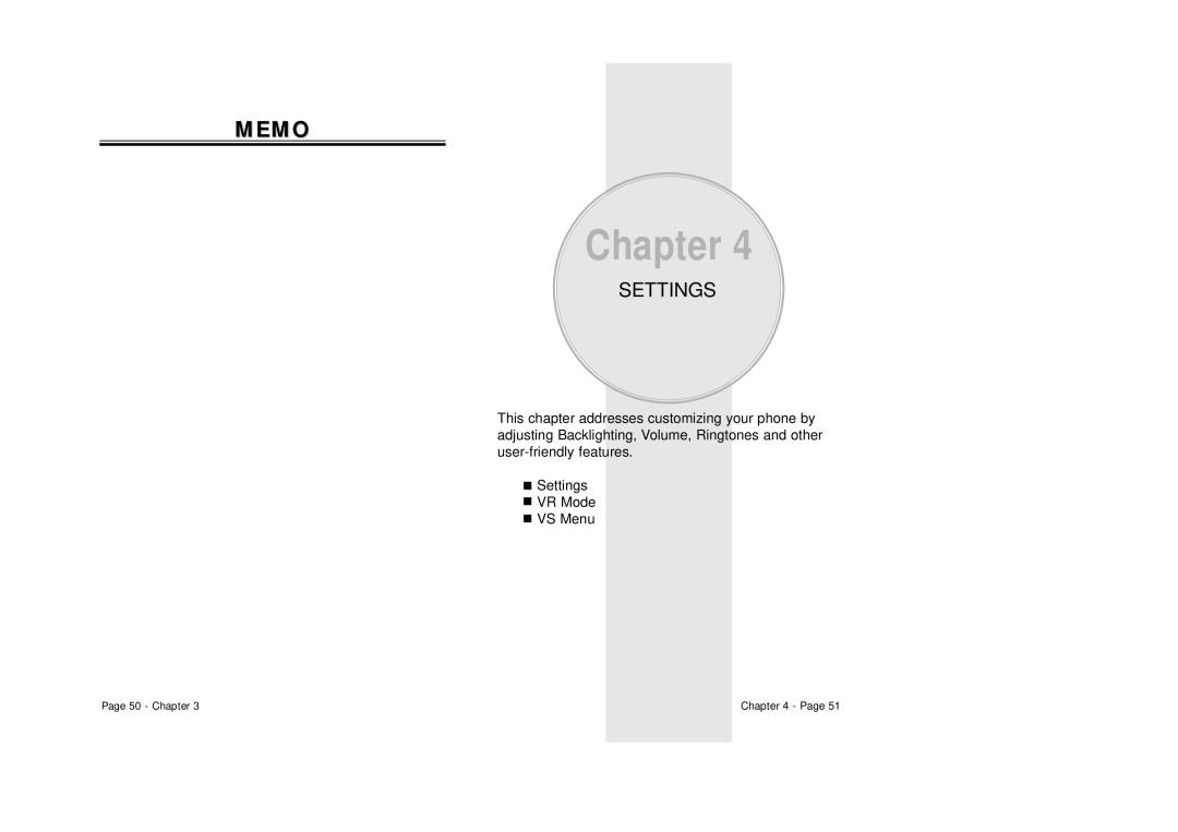 Audiovox CDM 8500 owner manual Memo, Settings 