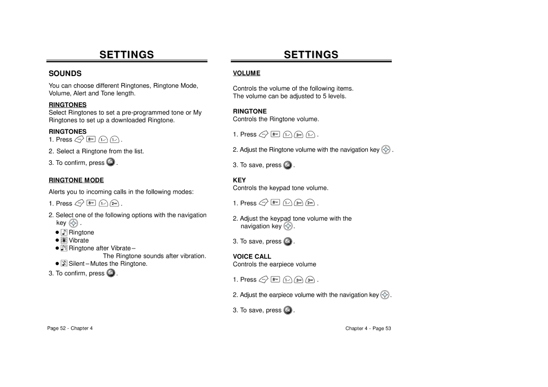 Audiovox CDM 8500 owner manual Settingssettings, Sounds 