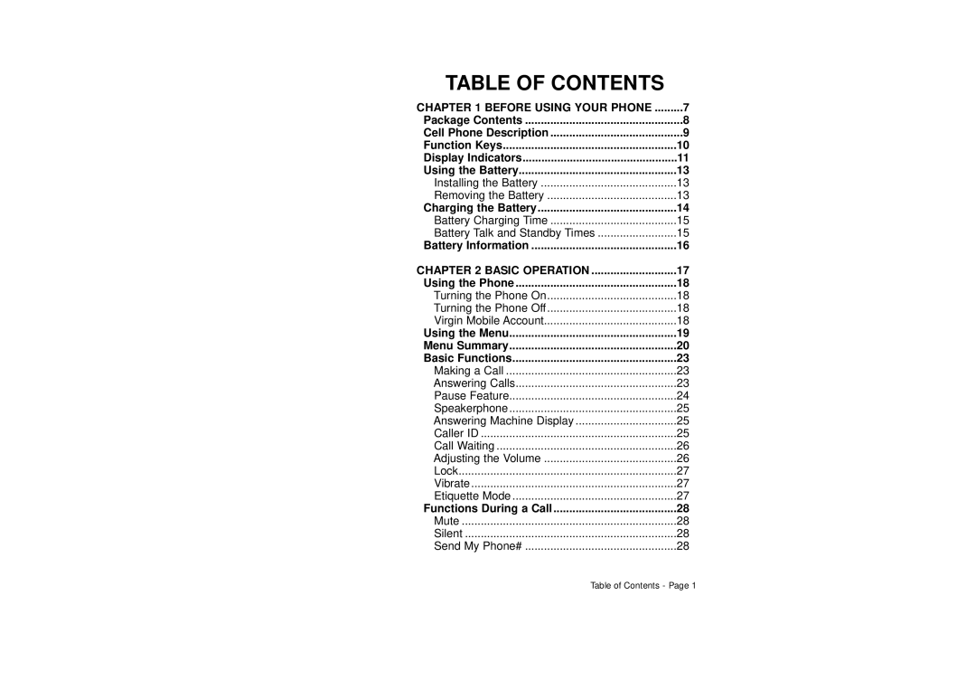 Audiovox CDM 8500 owner manual Table of Contents 