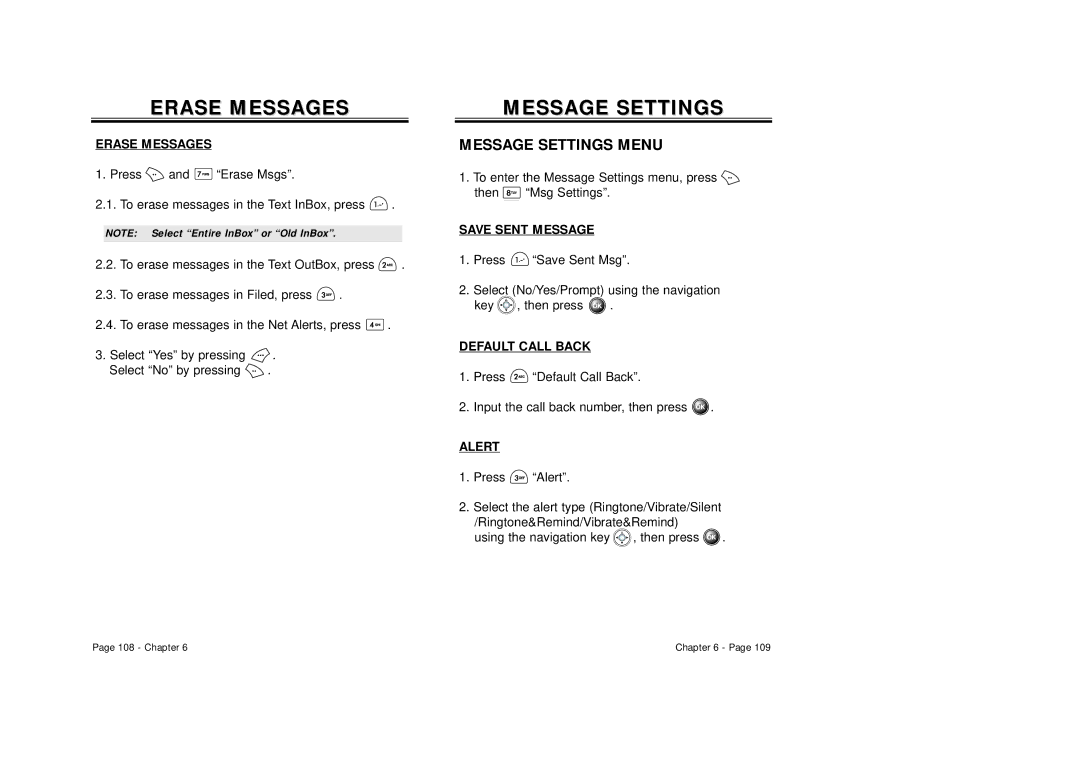 Audiovox CDM 8500 owner manual Erase Messages, Message Settings Menu 