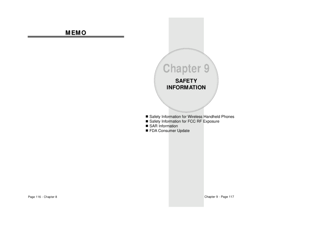 Audiovox CDM 8500 owner manual Memo, Safety Information 