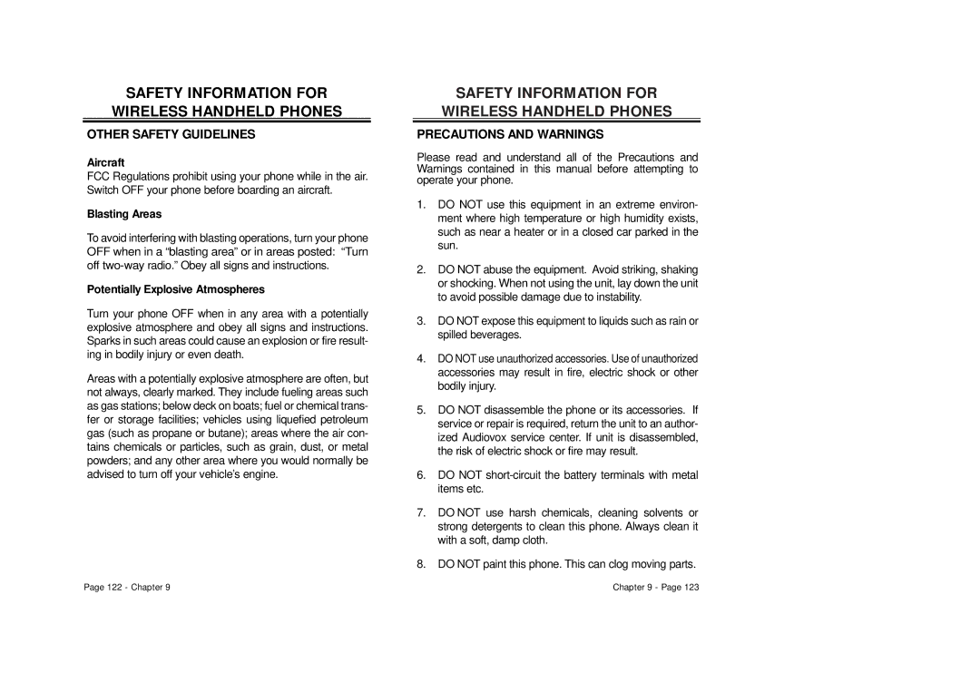 Audiovox CDM 8500 owner manual Other Safety Guidelines 