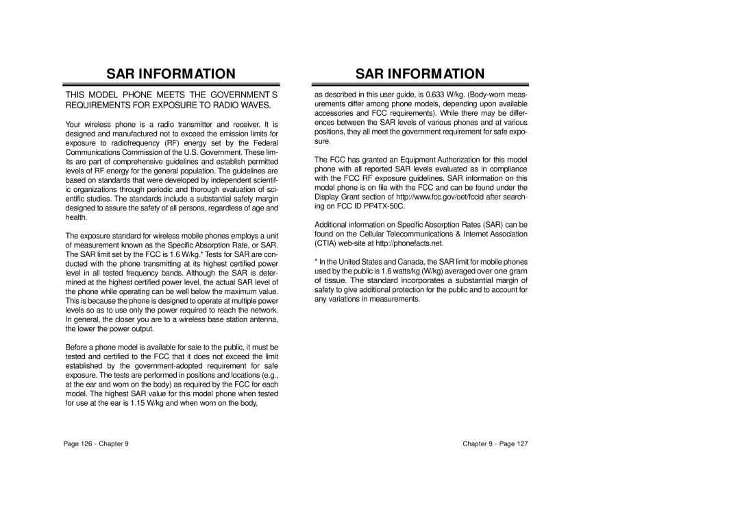 Audiovox CDM 8500 owner manual SAR Information 