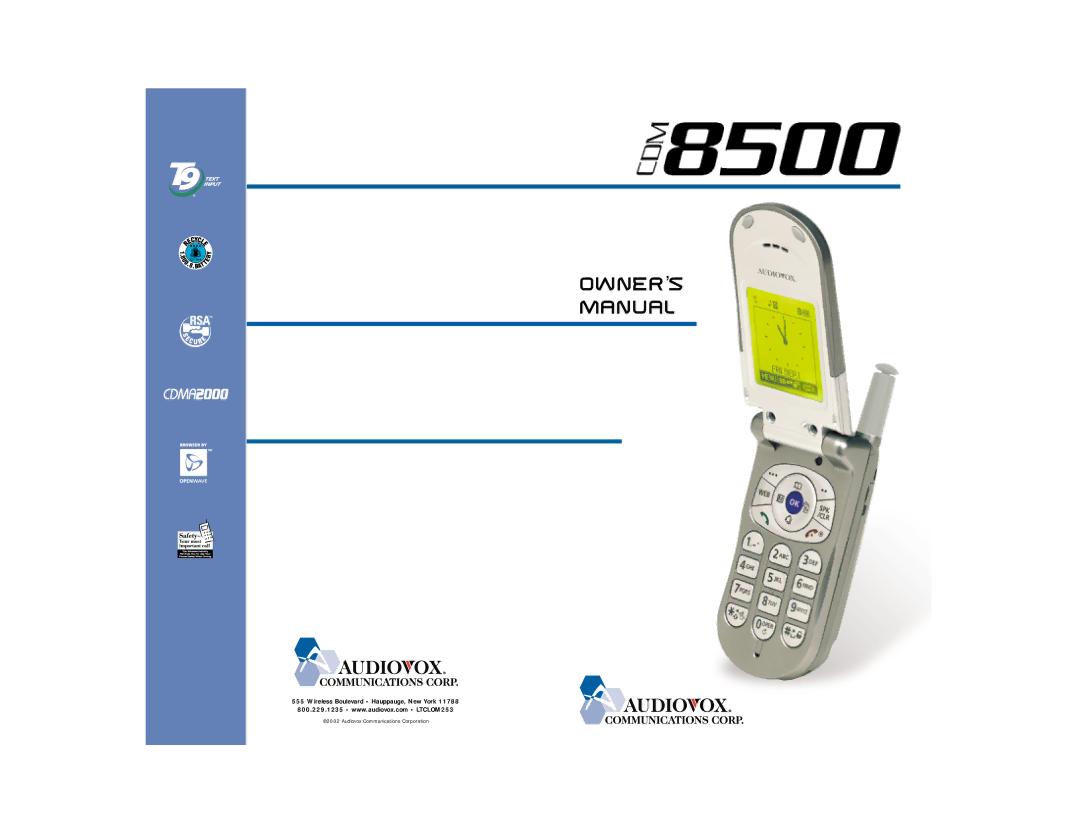 Audiovox CDM-8500 owner manual Owner’s Manual 