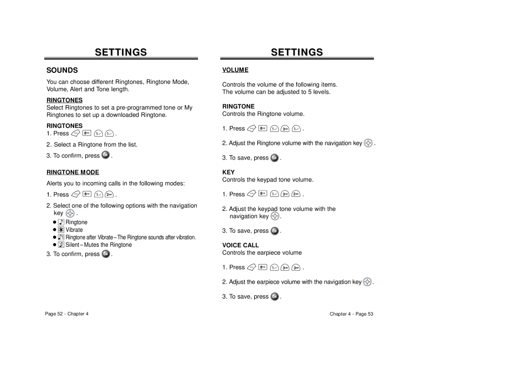 Audiovox CDM-8500 owner manual Settingssettings, Sounds 