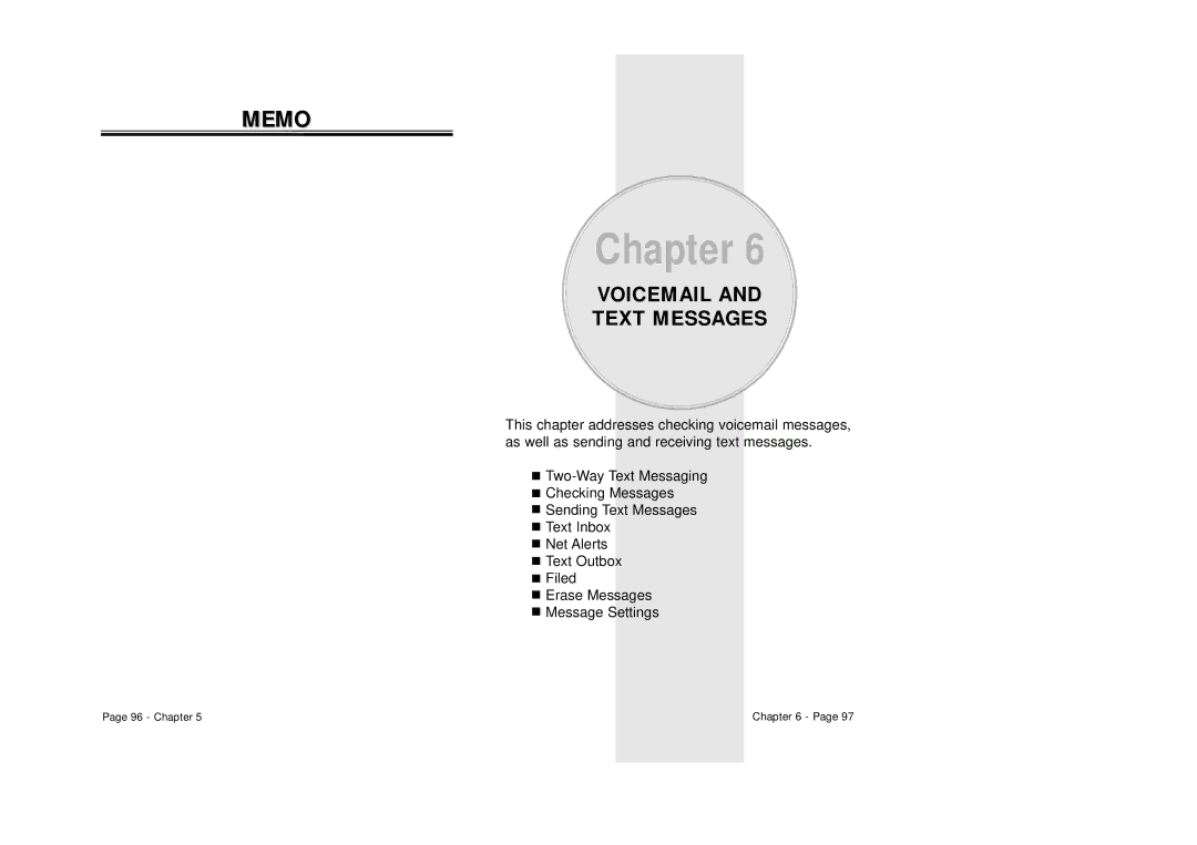 Audiovox CDM-8500 owner manual Memo, Voicemail Text Messages 