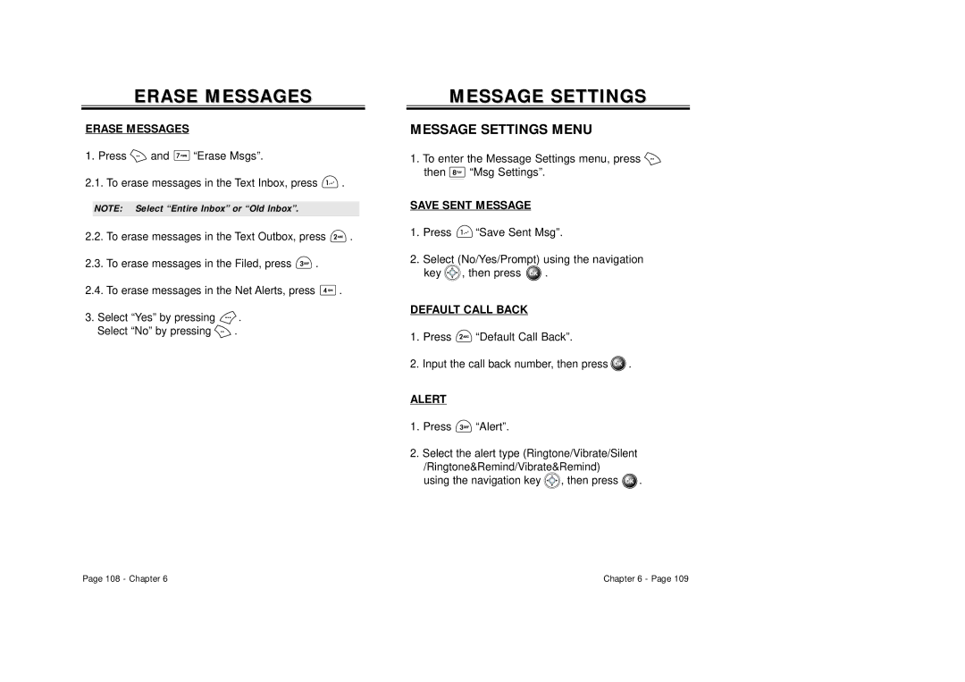 Audiovox CDM-8500 owner manual Erase Messages, Message Settings Menu 