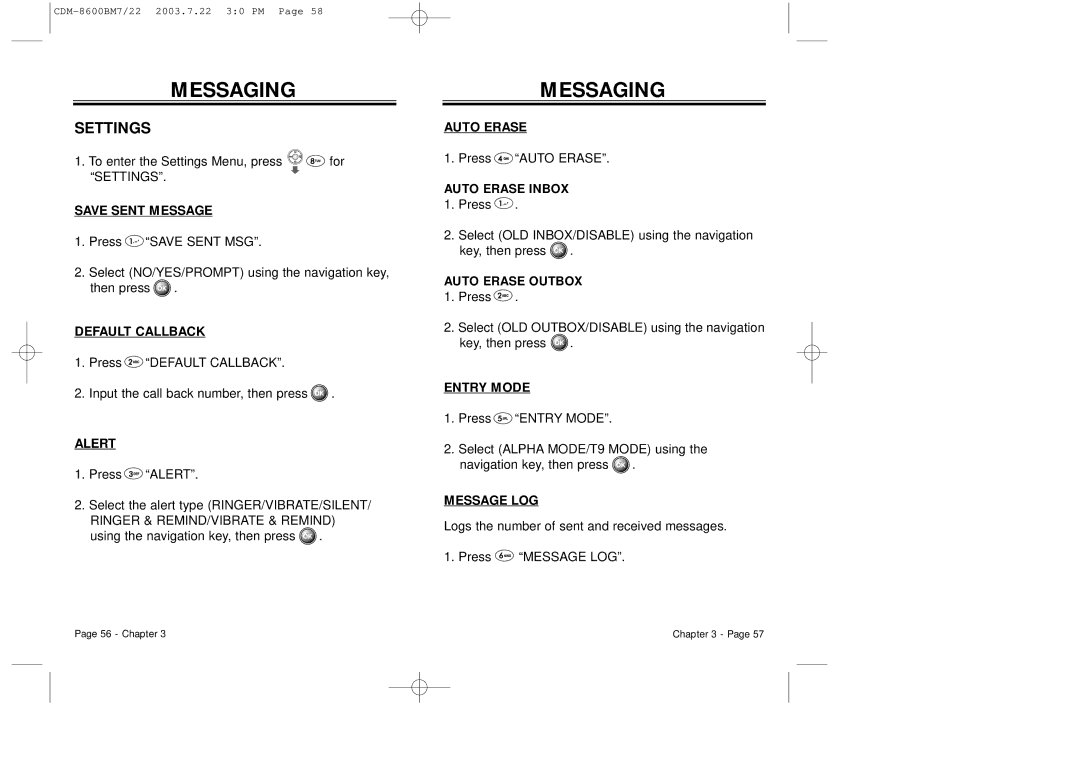 Audiovox CDM 8600 owner manual Settings 