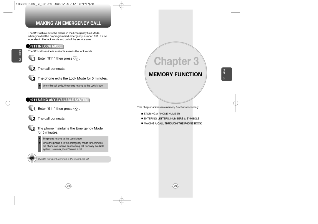 Audiovox CDM-8615 manual Making AN Emergency Call, Lock Mode, Using ANY Available System 