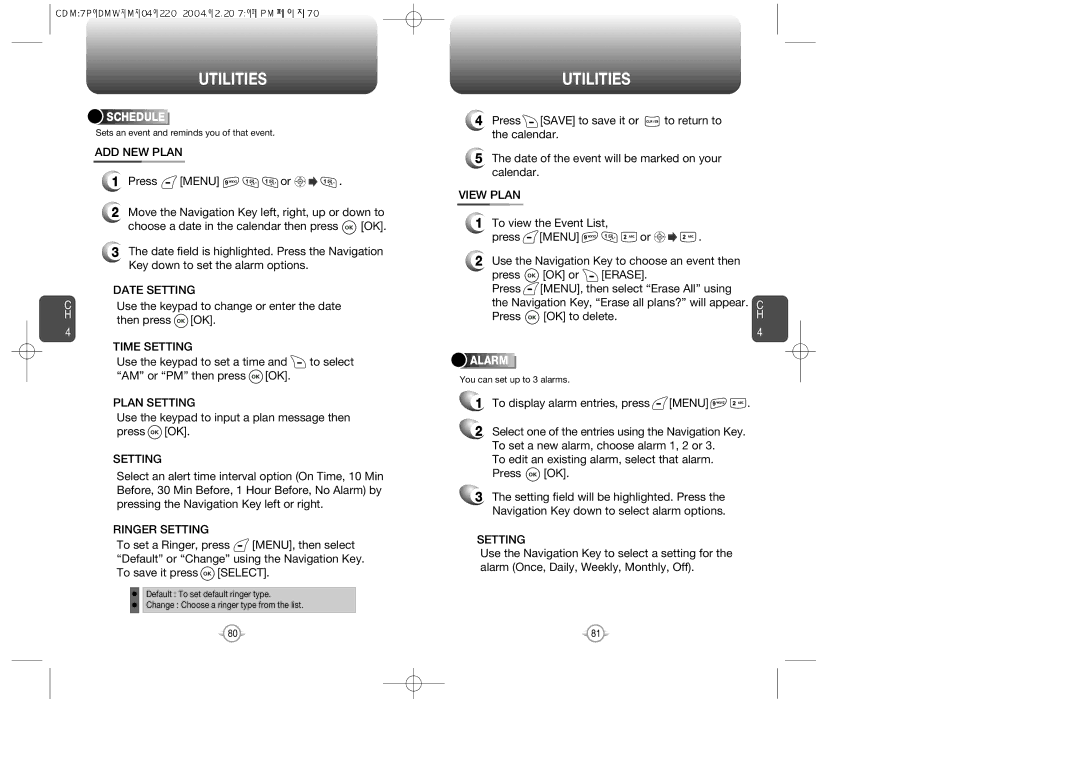 Audiovox CDM-8615 manual Utilities 