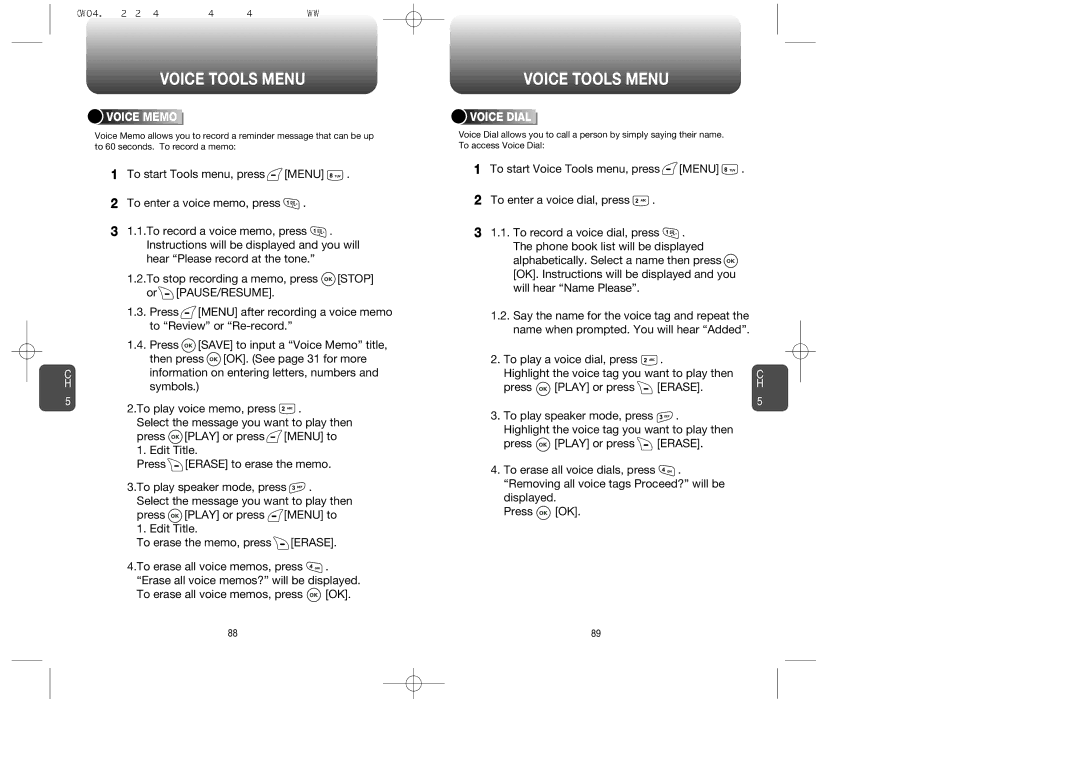 Audiovox CDM-8615 manual Voice Tools Menu, Erase, Voice Memo, Voice Dial 