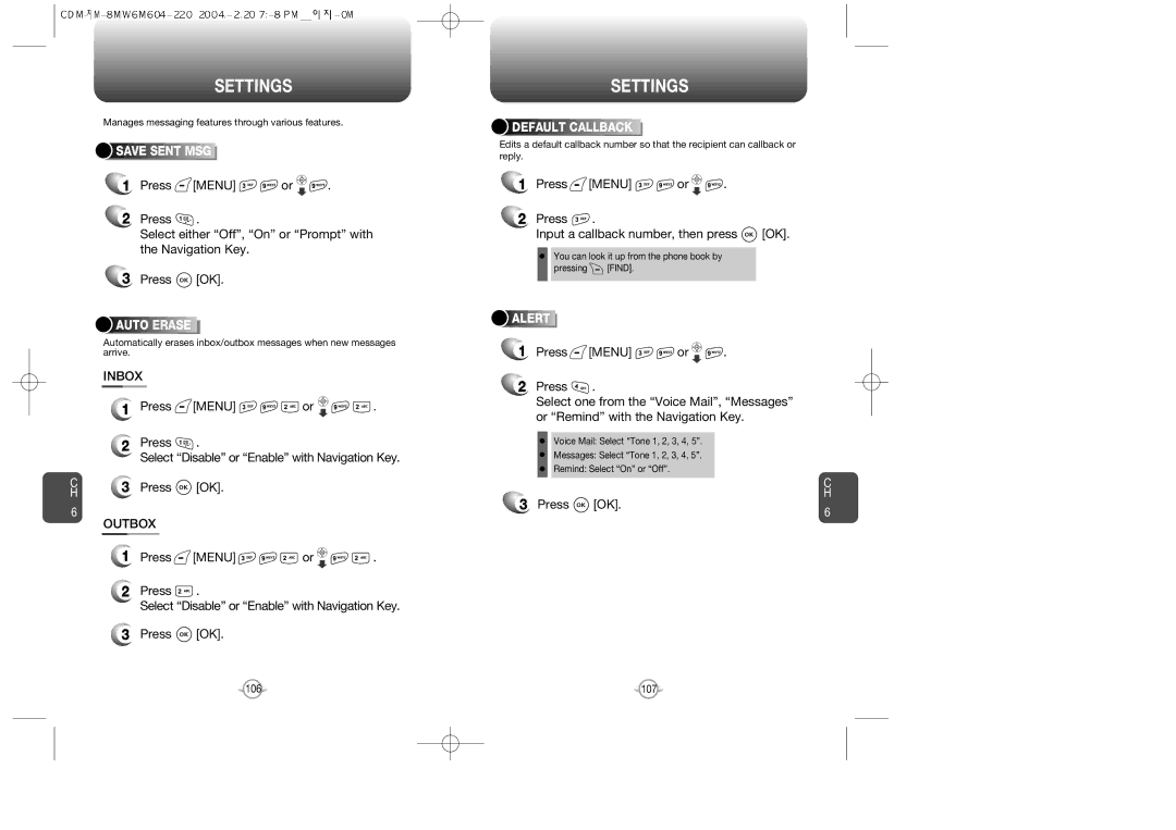 Audiovox CDM-8615 manual Inbox, Outbox, Press Menu or Input a callback number, then press OK 