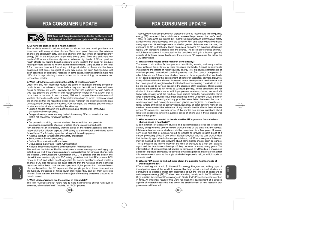 Audiovox CDM-8615 manual FDA Consumer Update, Do wireless phones pose a health hazard? 