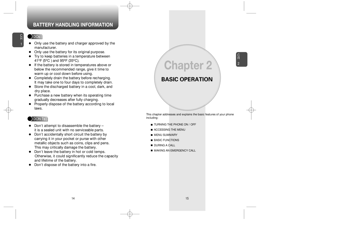 Audiovox CDM-8615 manual Battery Handling Information, DOs, DON’Ts 