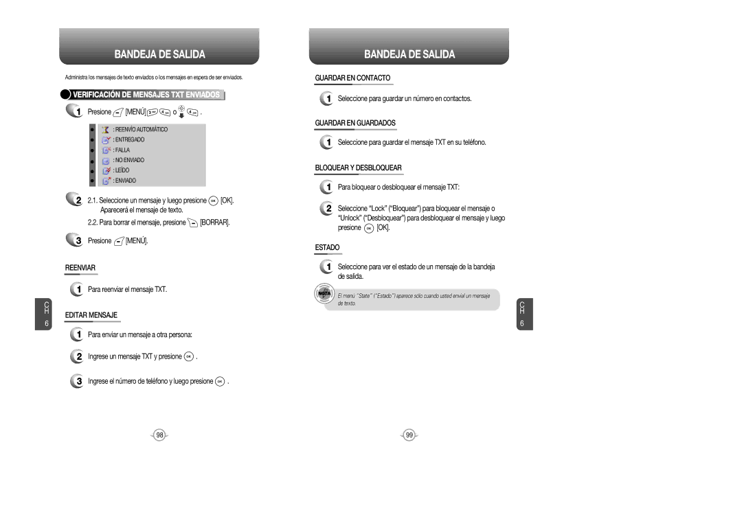 Audiovox CDM 8615 Bandeja DE Salida, Verificación DE Mensajes TXT Enviados, Para reenviar el mensaje TXT, Editar Mensaje 