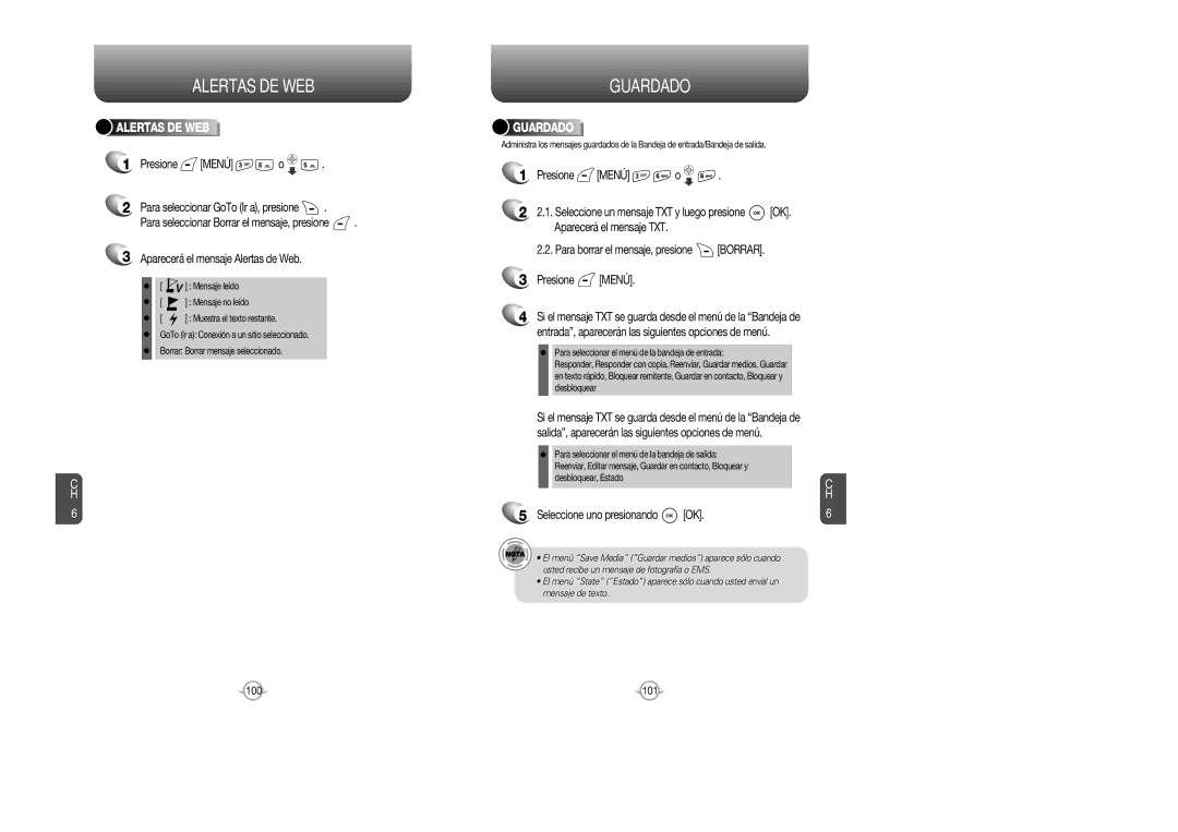 Audiovox CDM 8615 manual Alertas DE WEB, Guardado, Seleccione uno presionando OK 