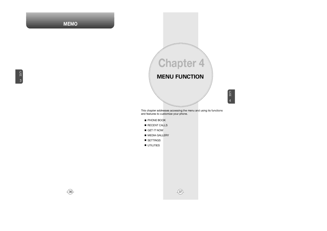 Audiovox CDM 8615 manual Menu Function, Memo 