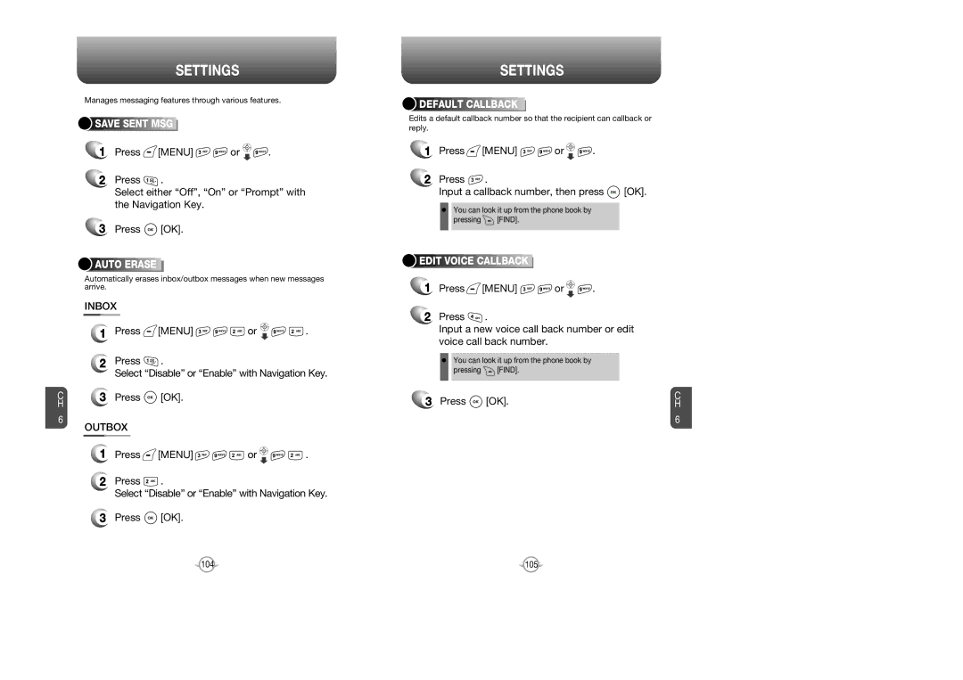 Audiovox CDM 8615 manual Inbox, Outbox, Press Menu or Input a callback number, then press OK 