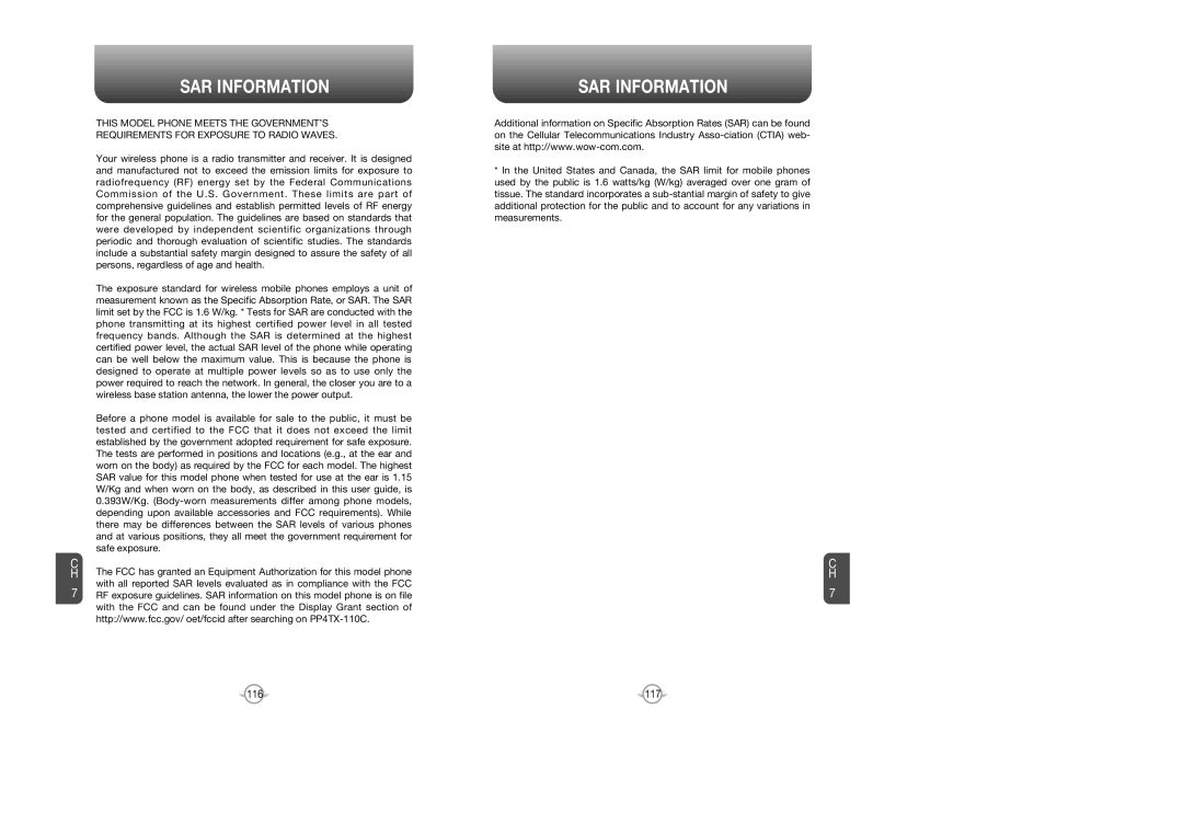 Audiovox CDM 8615 manual SAR Information 