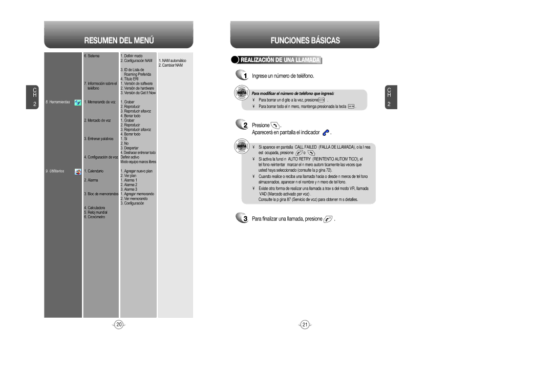 Audiovox CDM 8615 manual Funciones Básicas, Realización DE UNA Llamada, Ingrese un número de teléfono, Presione 