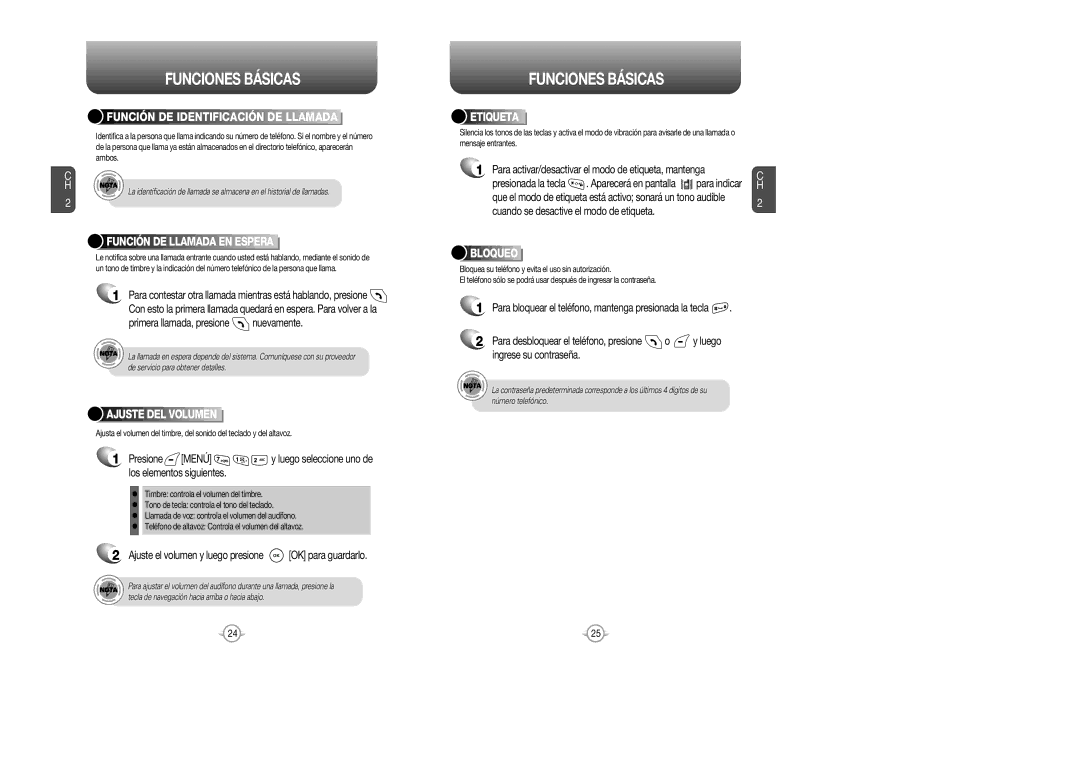 Audiovox CDM 8615 manual Etiqueta, Función DE Llamada EN Espera, Ajuste DEL Volumen, Bloqueo 