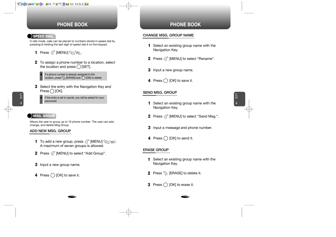 Audiovox CDM 8900, CDM-8900 Change MSG. Group Name, Send MSG. Group, Select an existing group name with Navigation Key 