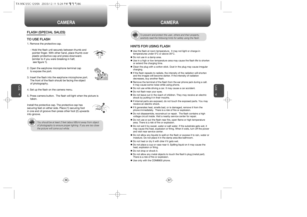 Audiovox CDM 8900, CDM-8900 owner manual Flash Special Sales To USE Flash, Hints for Using Flash 