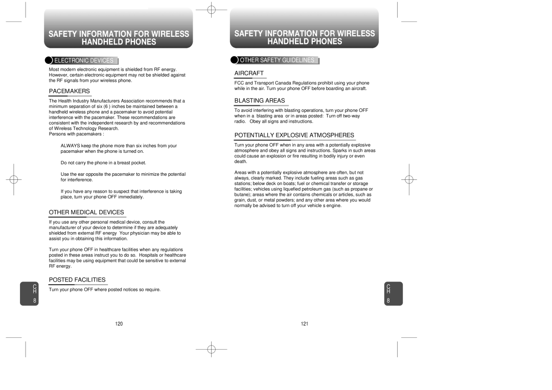 Audiovox CDM-8900, CDM 8900 owner manual Pacemakers, Other Medical Devices, Posted Facilities, Aircraft, Blasting Areas 