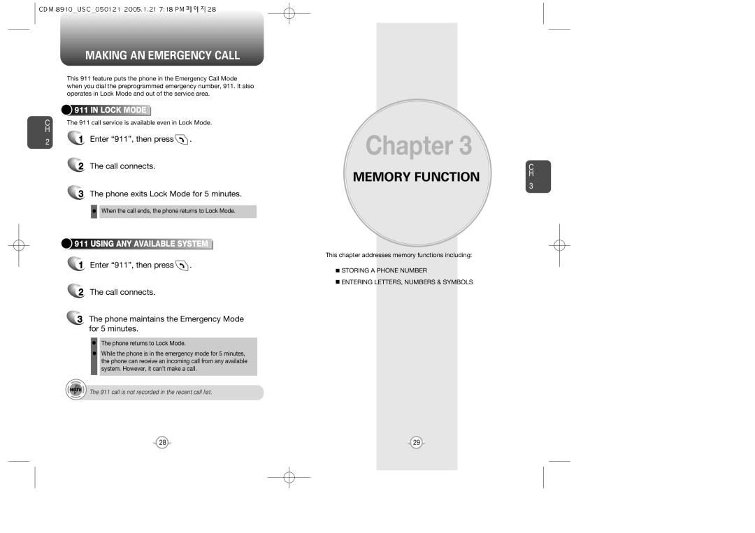 Audiovox CDM-8910US warranty Making AN Emergency Call, Lock Mode, Using ANY Available System 