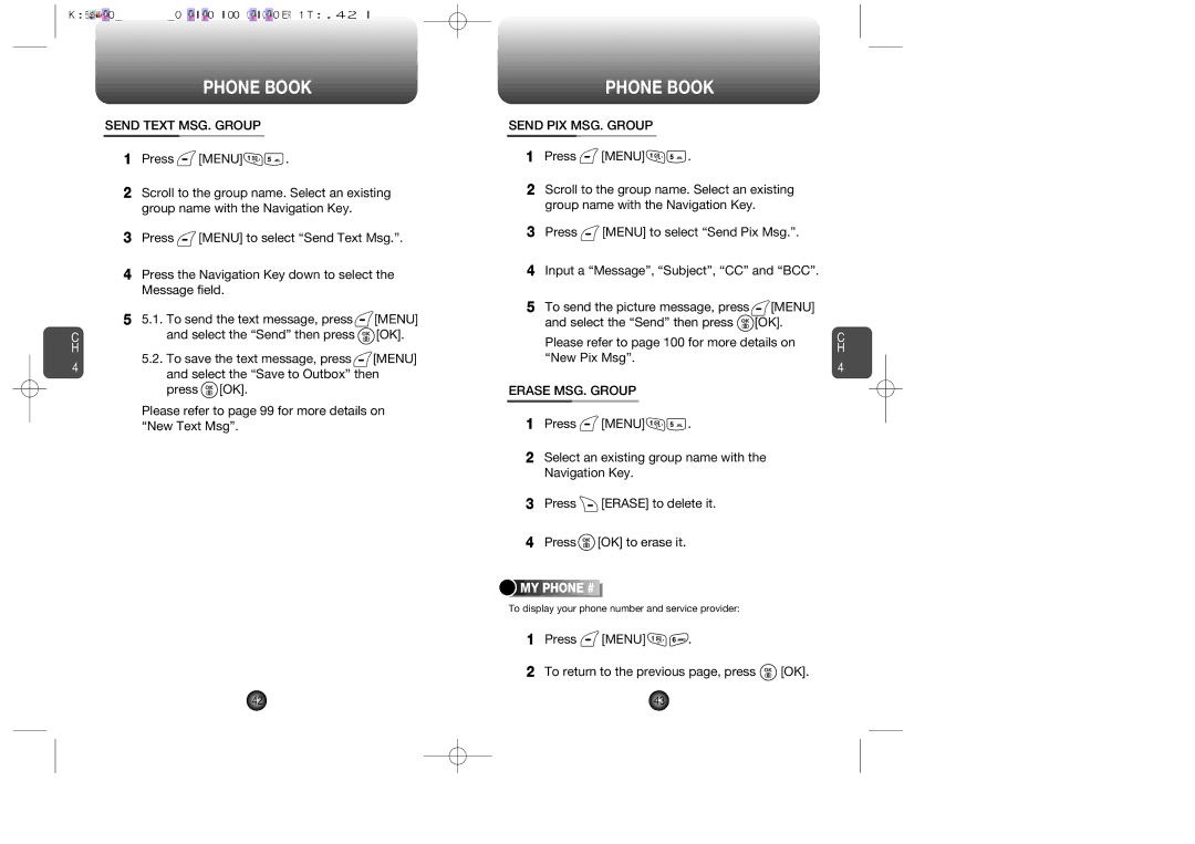 Audiovox CDM-89100C manual Send Text MSG. Group, Send PIX MSG. Group, Erase MSG. Group 