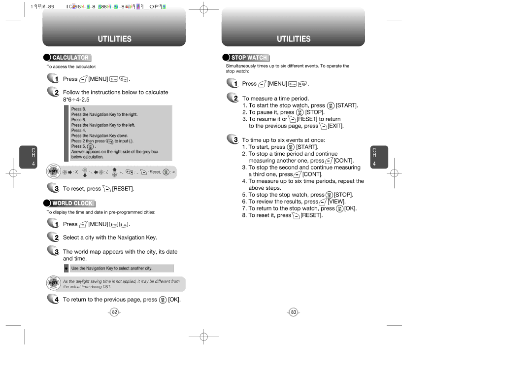 Audiovox CDM-89100C manual Press Menu Follow the instructions below to calculate 8*6, To reset, press Reset, Calculator 