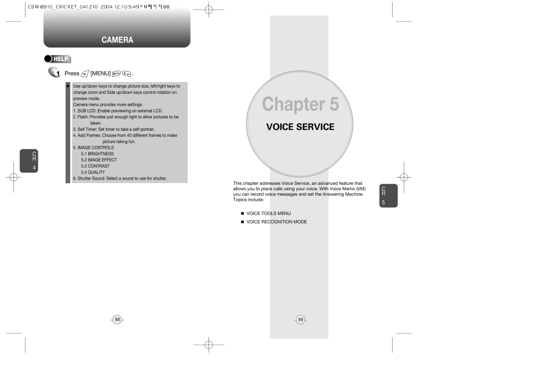 Audiovox CDM-89100C manual Voice Service, Help 