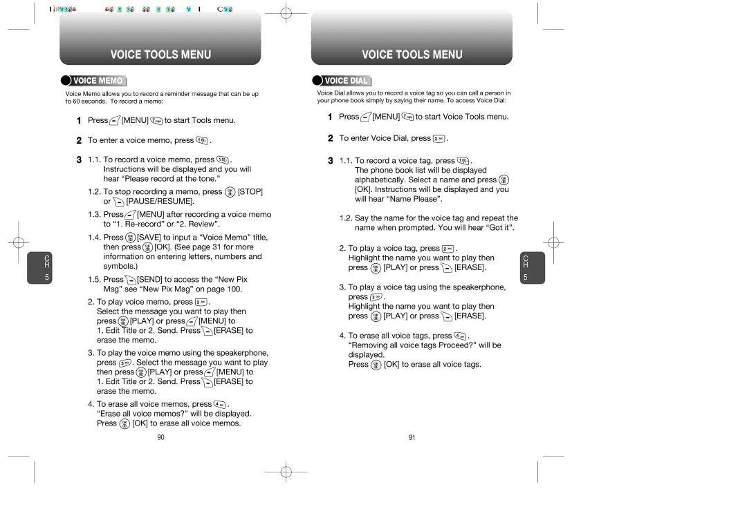 Audiovox CDM-89100C manual Voice Tools Menu, Press OK to erase all voice memos, Erase, Voice Memo, Voice Dial 