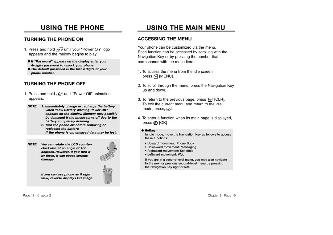 Audiovox CDM-8930 manual Using the Phone, Turning the Phone on, Turning the Phone OFF, Accessing the Menu 