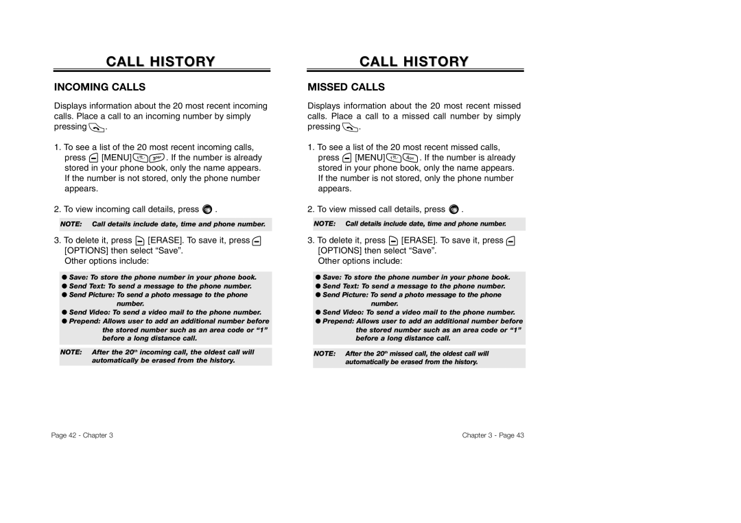 Audiovox CDM-8930 manual Incoming Calls, Missed Calls 