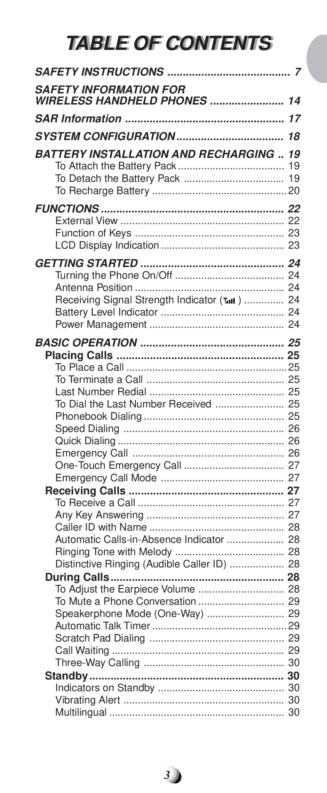 Audiovox CDM-9100 manual Table of Contents 