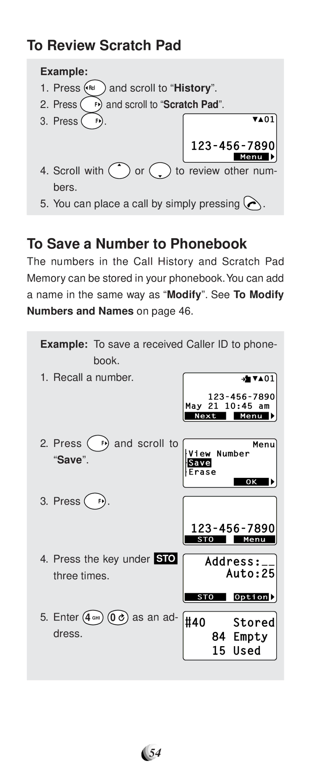 Audiovox CDM-9100 manual To Review Scratch Pad, To Save a Number to Phonebook 