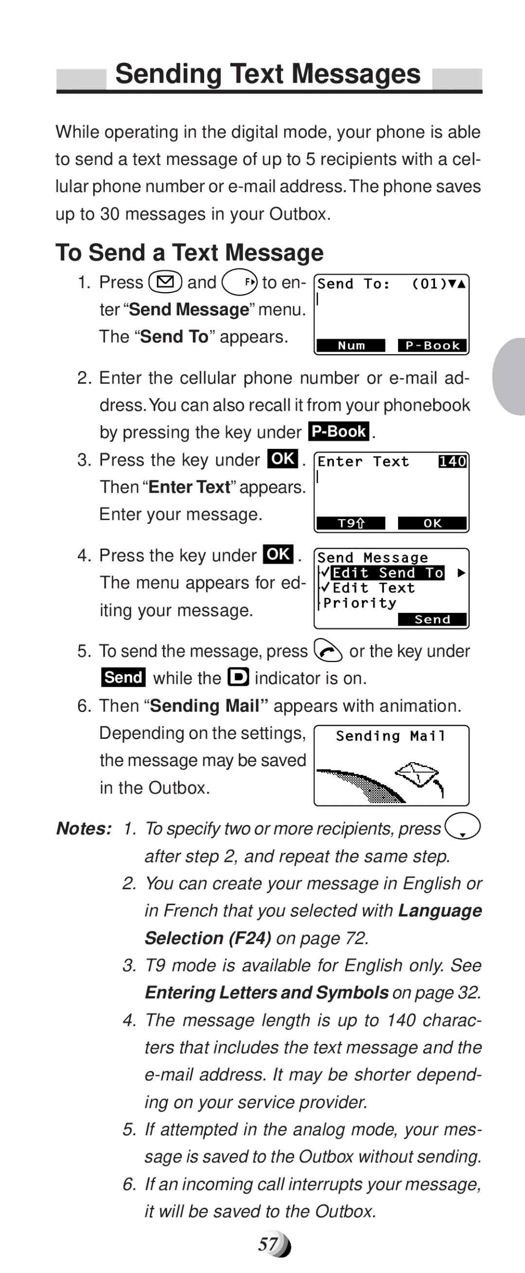 Audiovox CDM-9100 manual Sending Text Messages, To Send a Text Message 