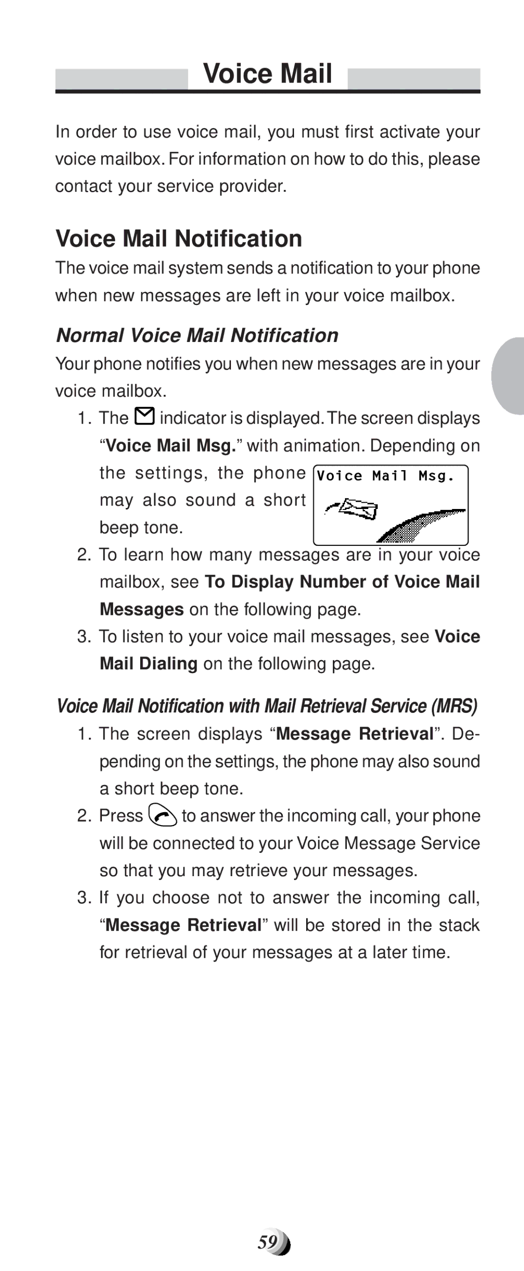 Audiovox CDM-9100 manual Normal Voice Mail Notification 