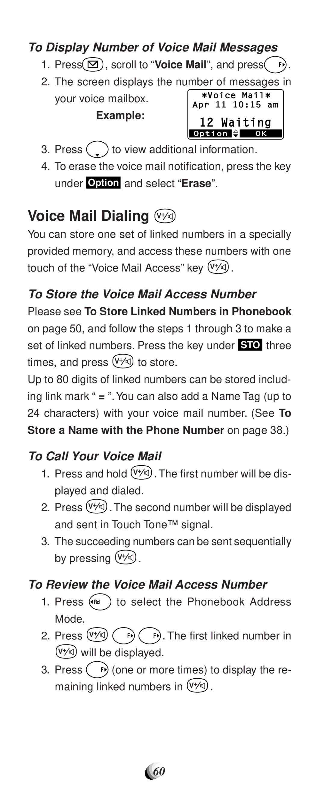 Audiovox CDM-9100 Voice Mail Dialing, To Display Number of Voice Mail Messages, To Store the Voice Mail Access Number 