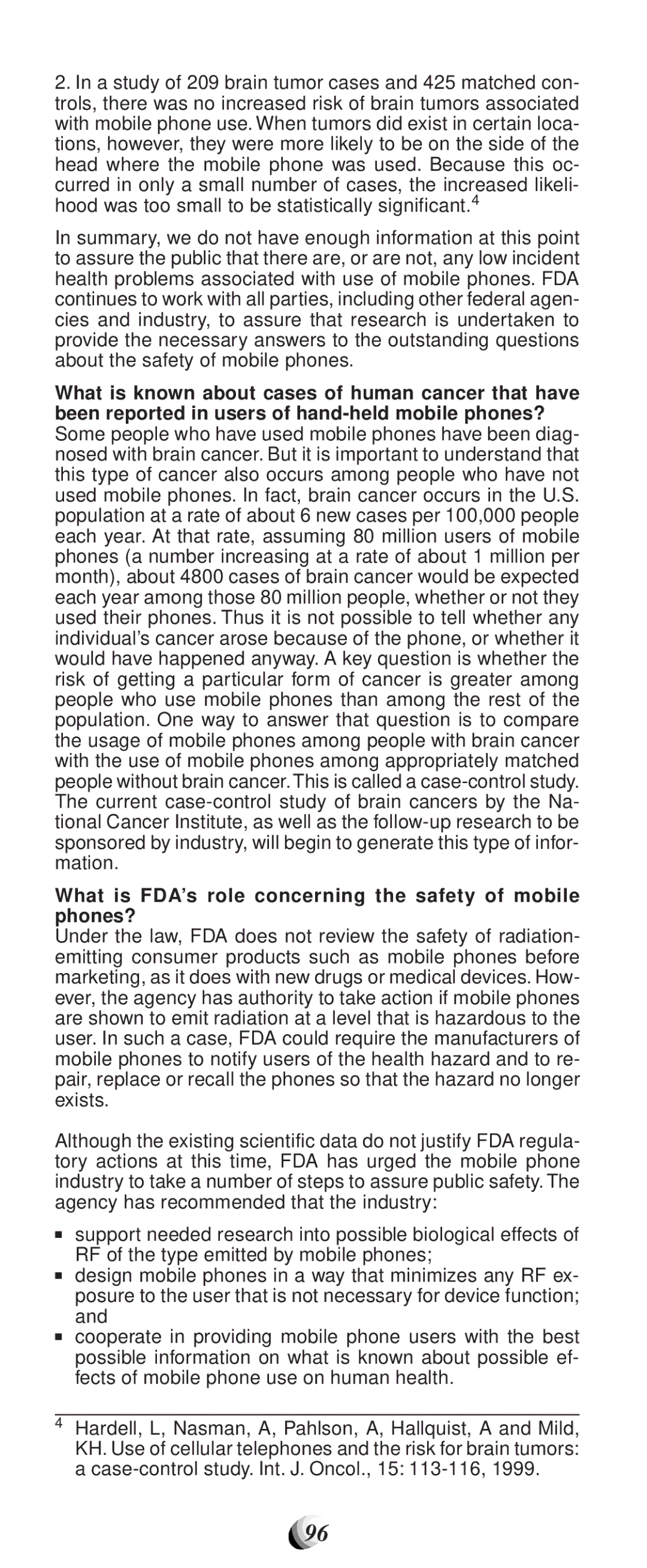 Audiovox CDM-9100 manual What is FDA’s role concerning the safety of mobile phones? 