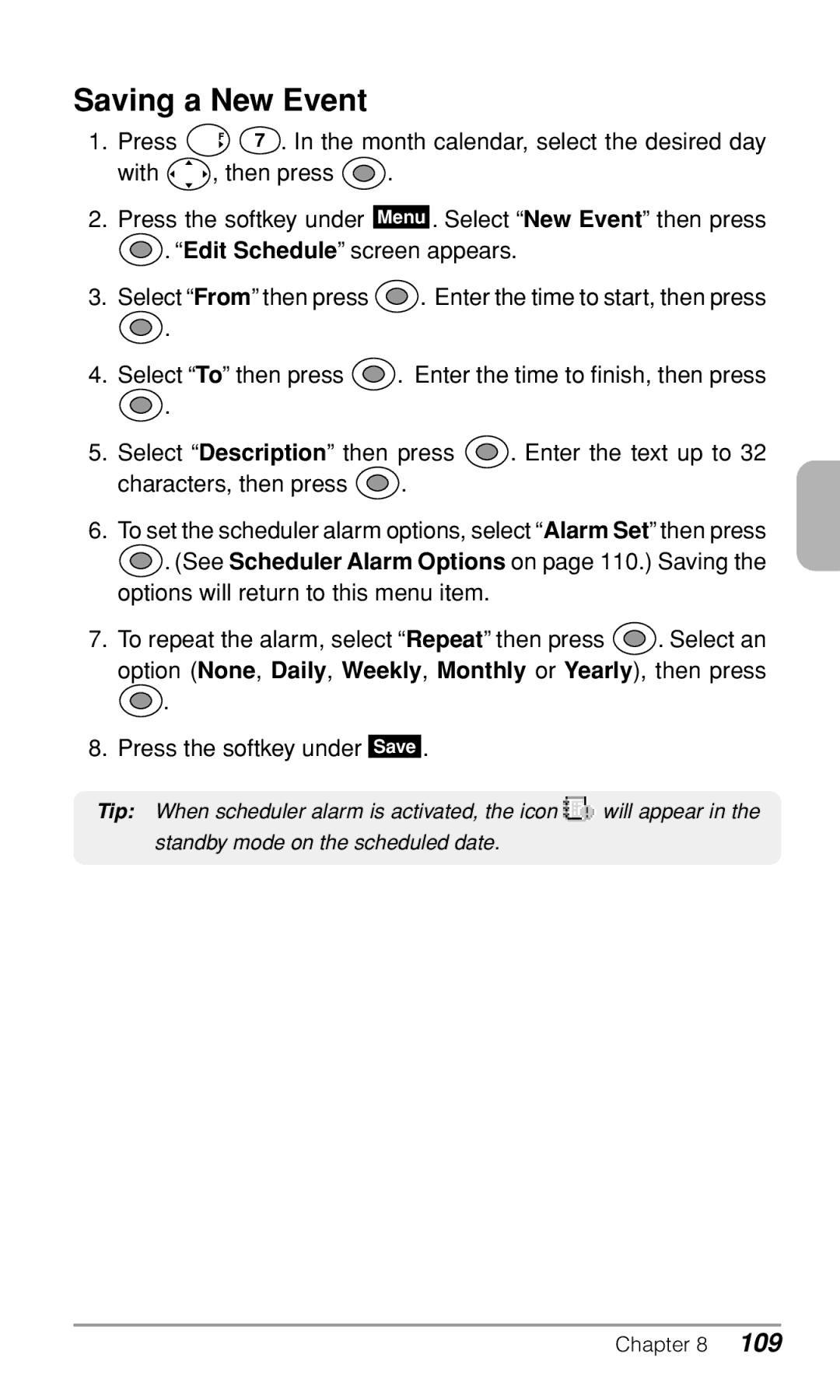 Audiovox CDM-9500 owner manual Saving a New Event 