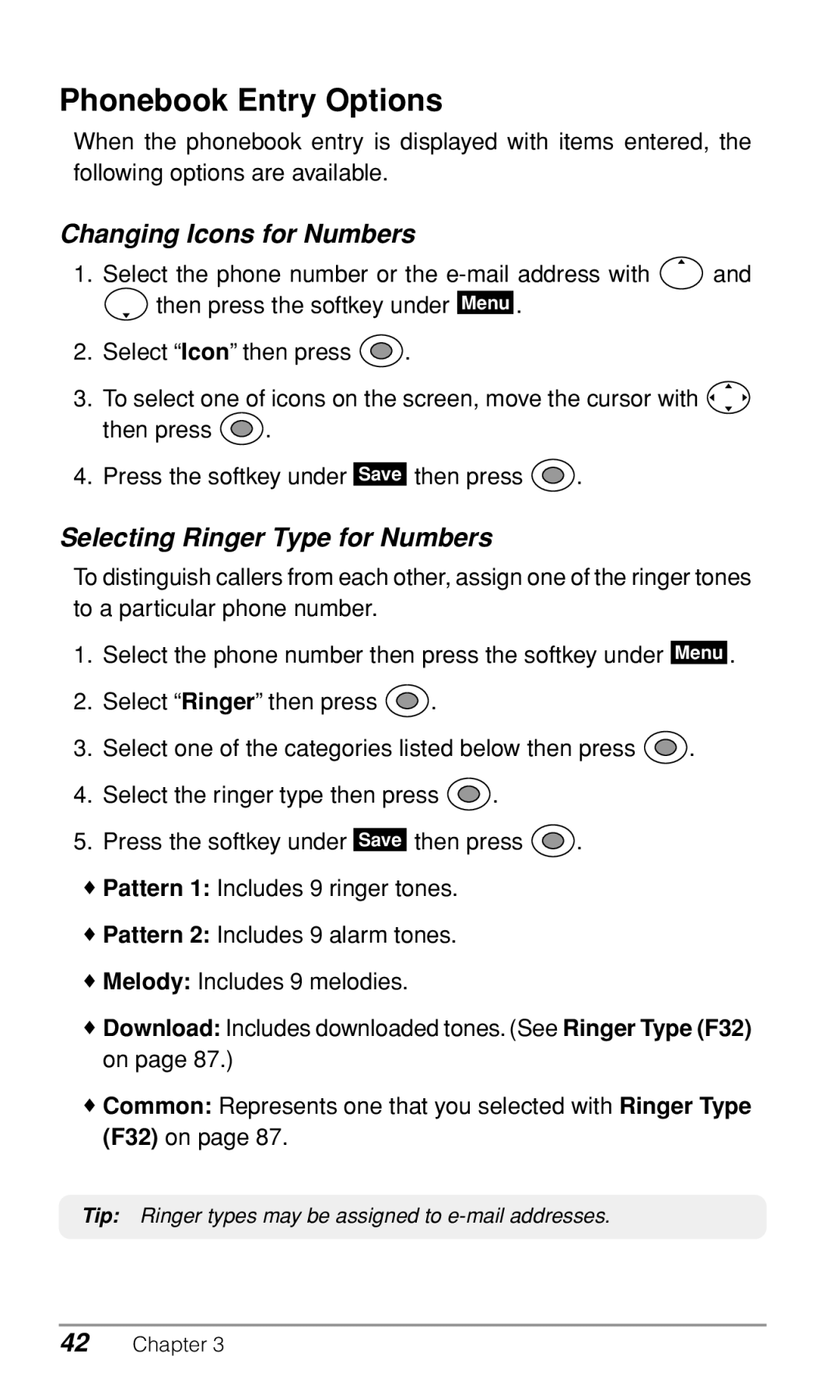 Audiovox CDM-9500 owner manual Phonebook Entry Options, Changing Icons for Numbers, Selecting Ringer Type for Numbers 