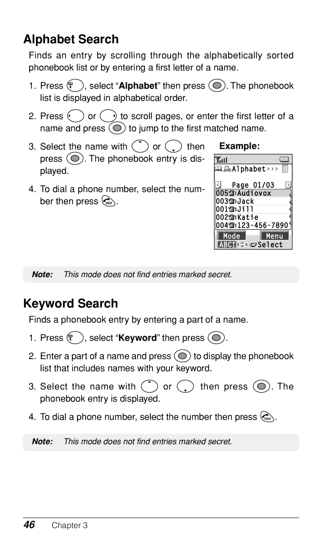 Audiovox CDM-9500 owner manual Alphabet Search, Keyword Search 